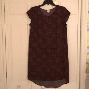 Orange & Navy Patterned Dress